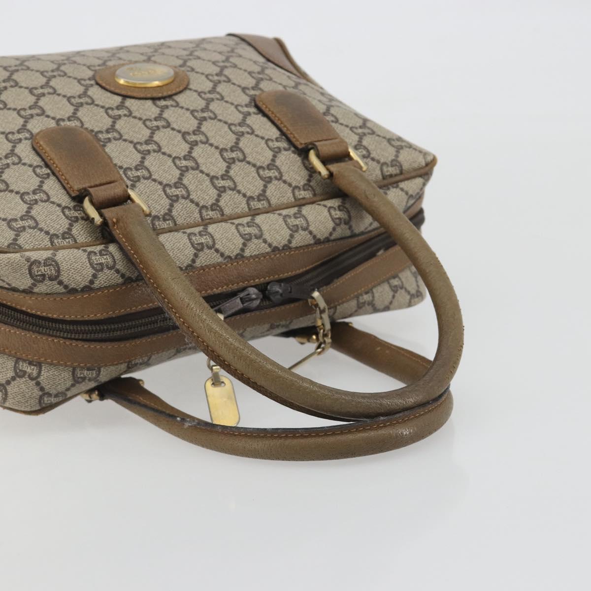 GUCCI GUCCI Plus Supreme Hand Bag PVC Beige Gold Tone Auth ep15328