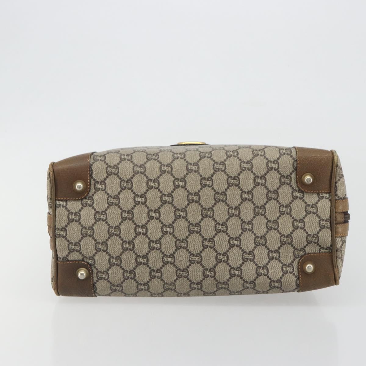 GUCCI GUCCI Plus Supreme Hand Bag PVC Beige Gold Tone Auth ep15328
