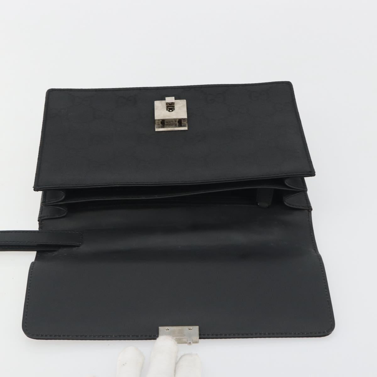 GUCCI GG Clutch Bag Nylon Black Silver 018 1600 Auth ep15330