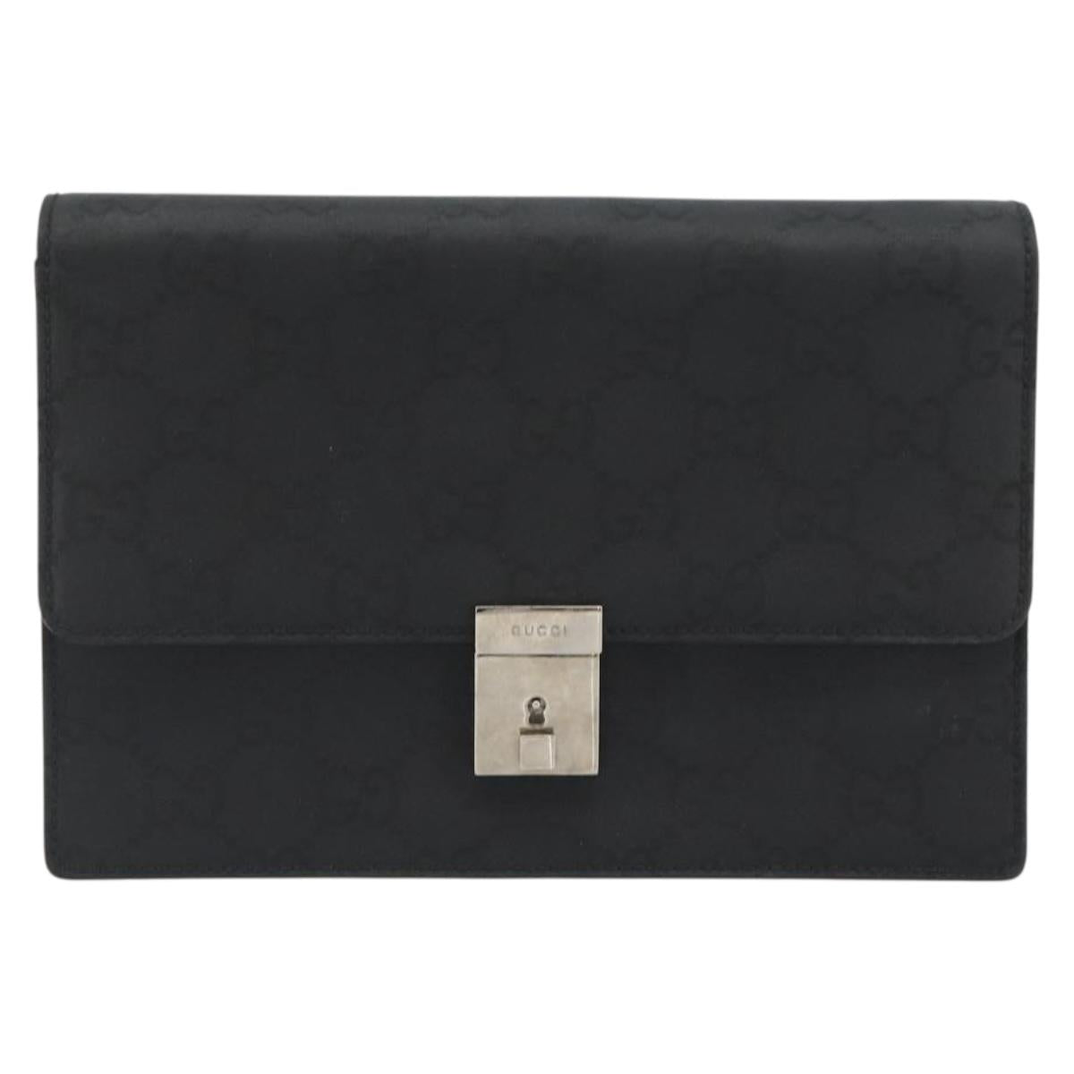 GUCCI GG Clutch Bag Nylon Black Silver 018 1600 Auth ep15330