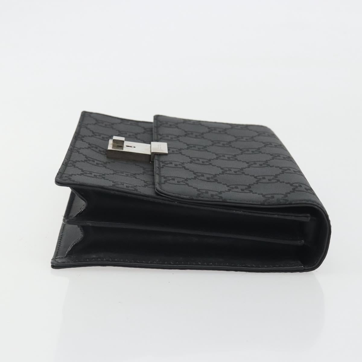 GUCCI GG Clutch Bag Nylon Black Silver 018 1600 Auth ep15330