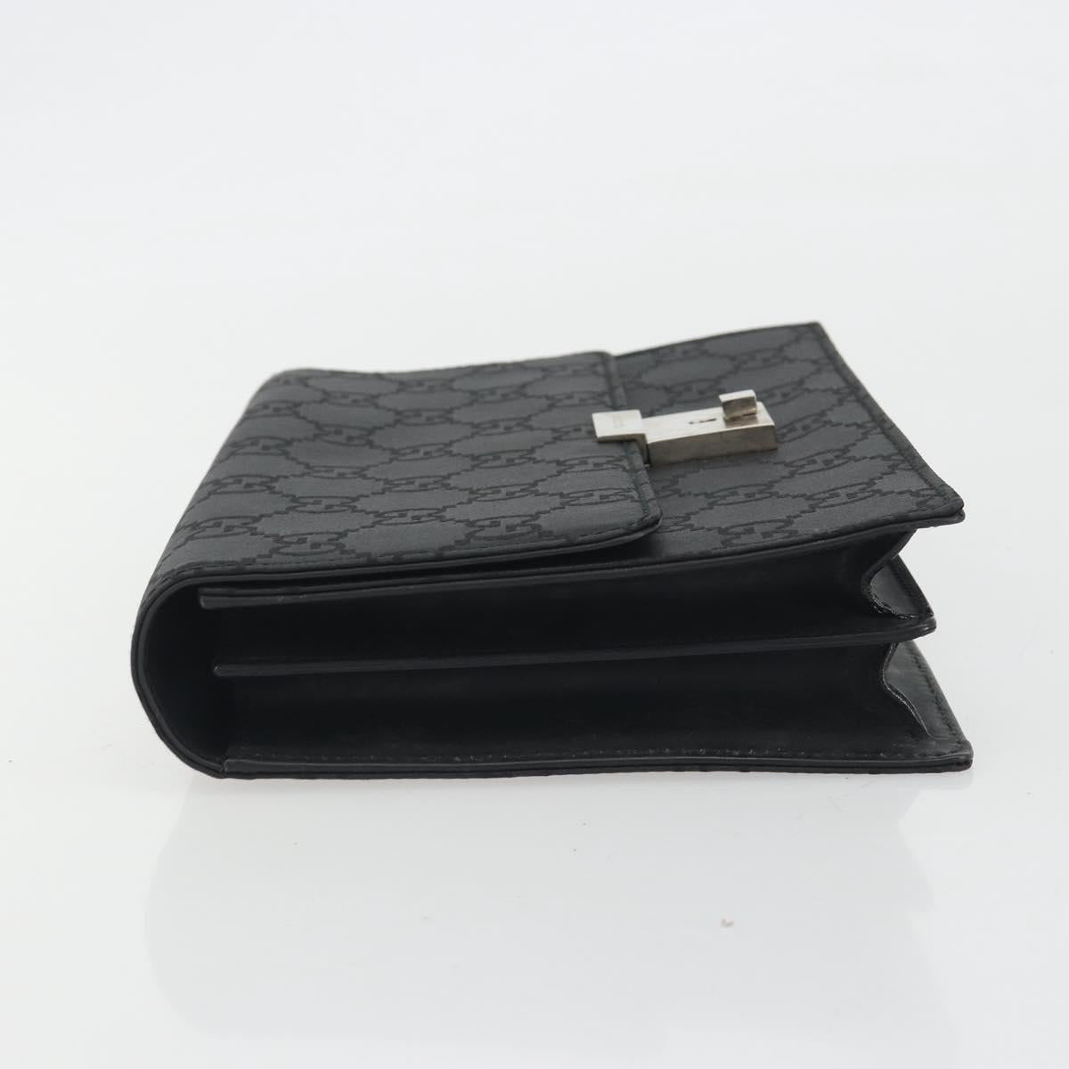 GUCCI GG Clutch Bag Nylon Black Silver 018 1600 Auth ep15330