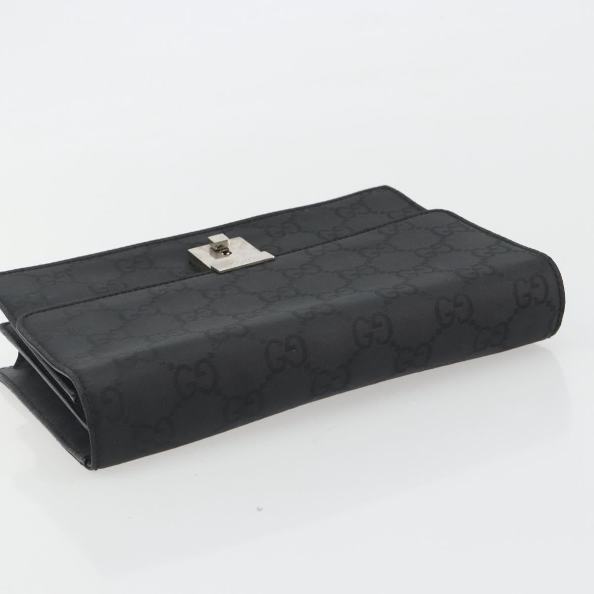 GUCCI GG Clutch Bag Nylon Black Silver 018 1600 Auth ep15330