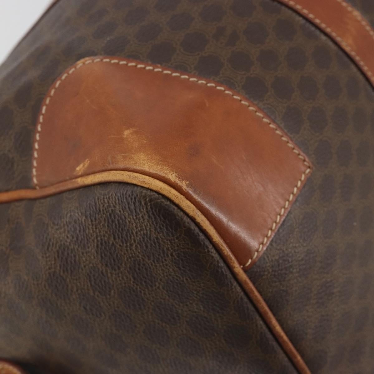 CELINE Macadam Boston Bag PVC Leather Brown Gold Tone Auth ep15333