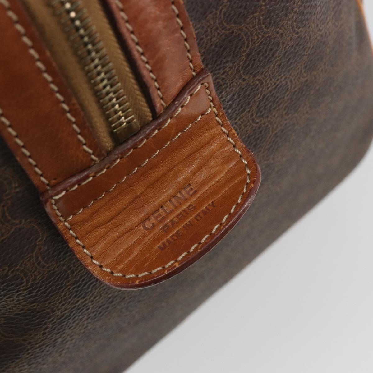 CELINE Macadam Boston Bag PVC Leather Brown Gold Tone Auth ep15333