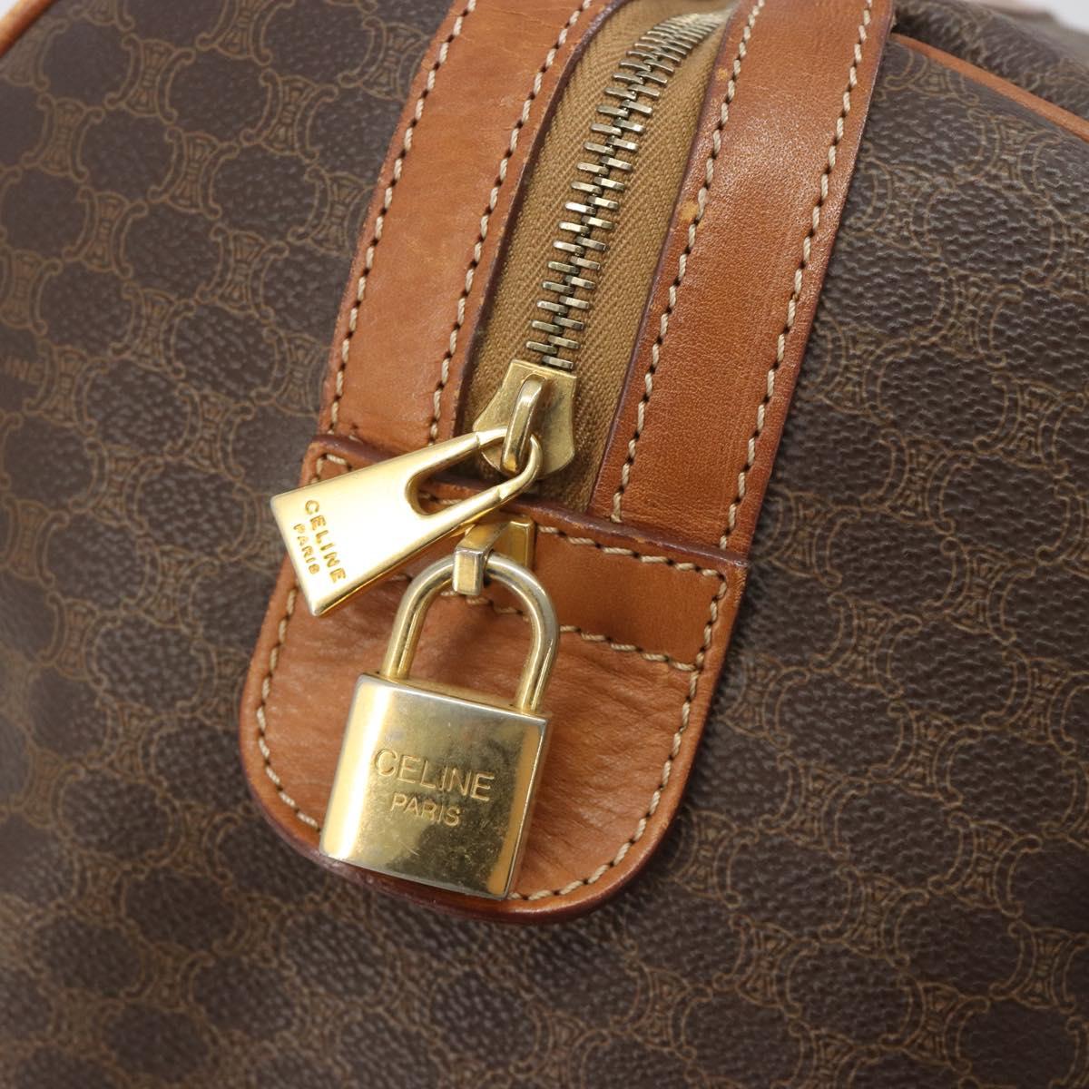CELINE Macadam Boston Bag PVC Leather Brown Gold Tone Auth ep15333