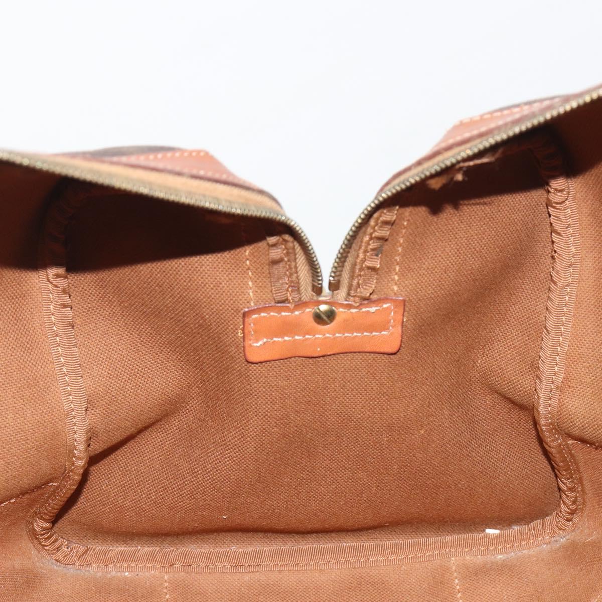 CELINE Macadam Boston Bag PVC Leather Brown Gold Tone Auth ep15333