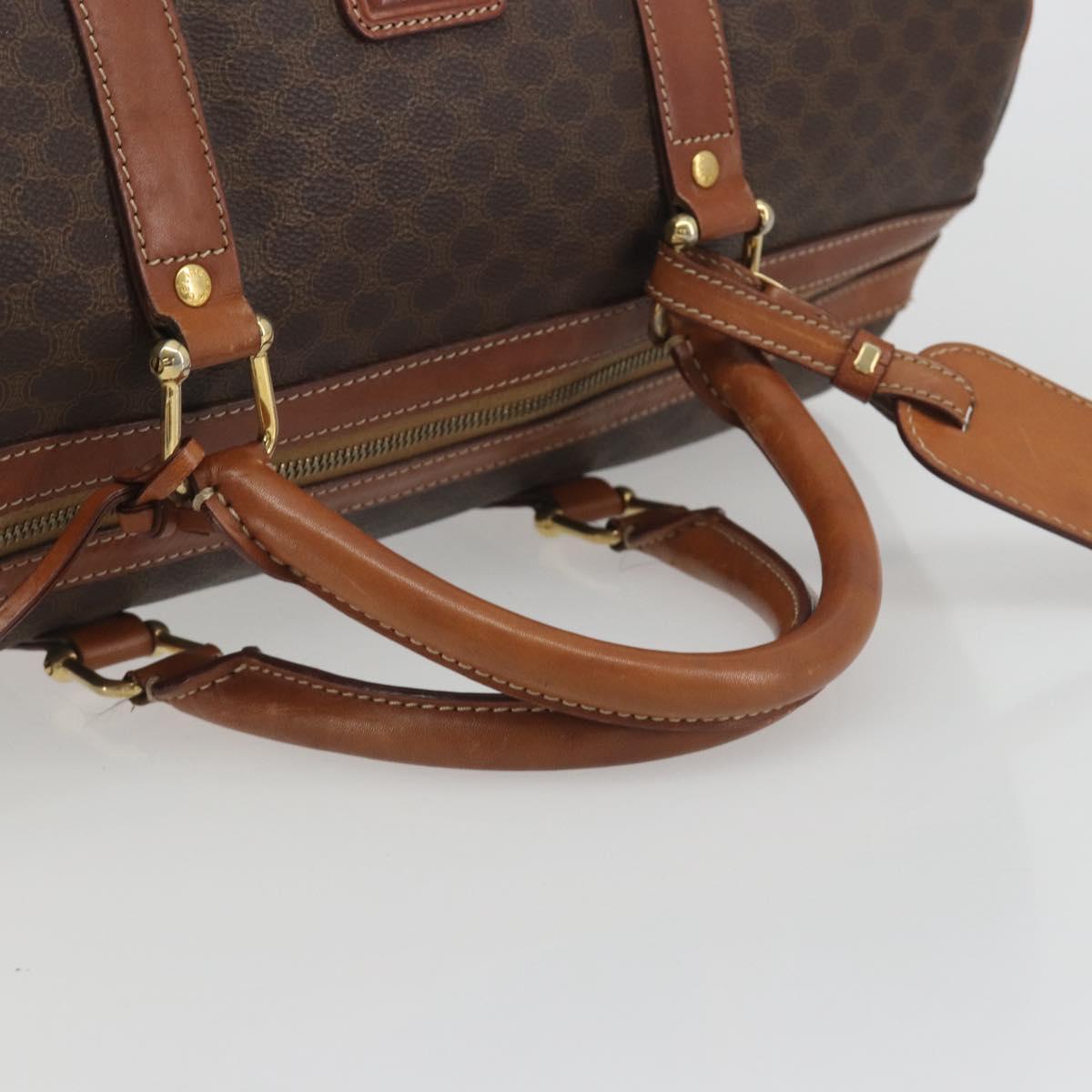 CELINE Macadam Boston Bag PVC Leather Brown Gold Tone Auth ep15333