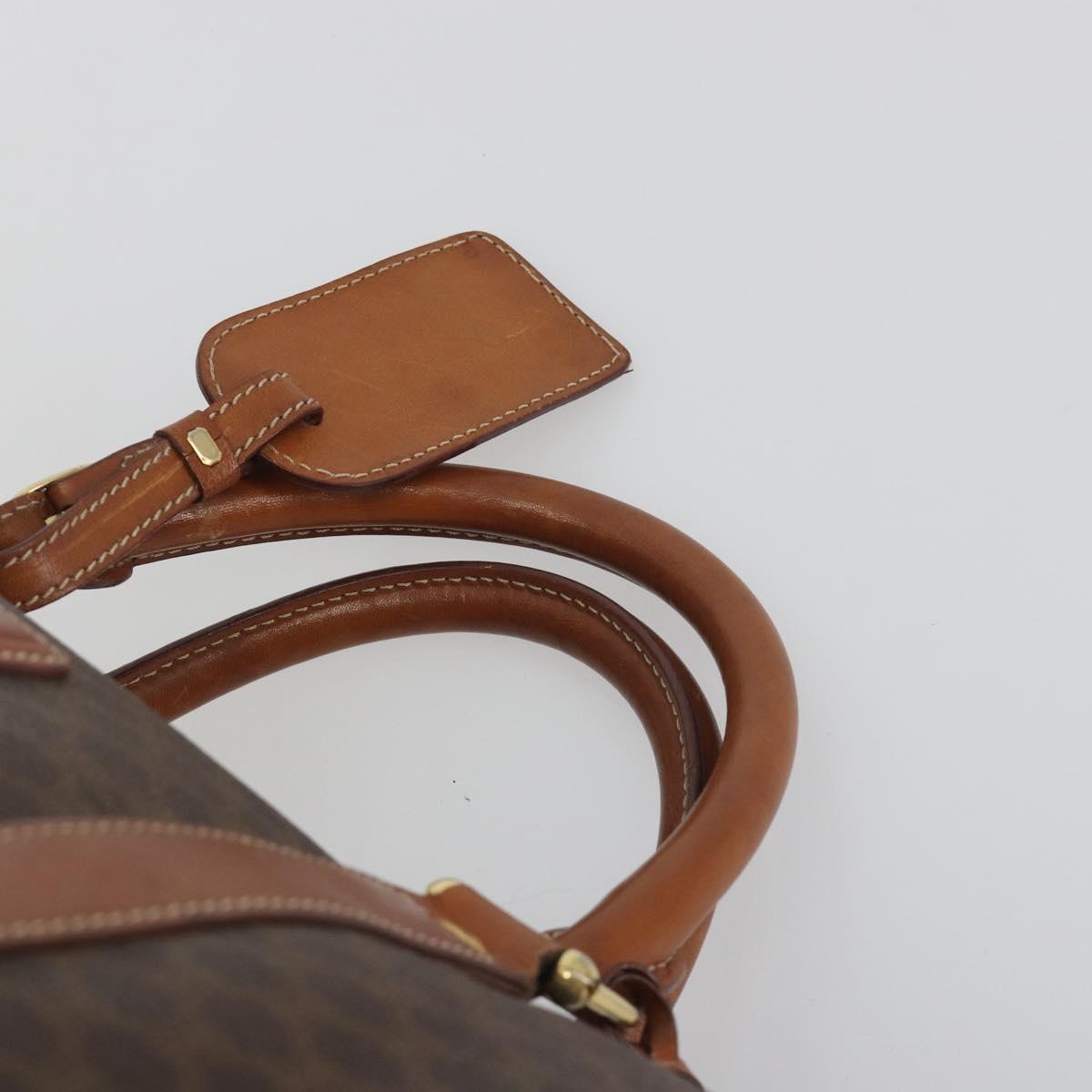 CELINE Macadam Boston Bag PVC Leather Brown Gold Tone Auth ep15333