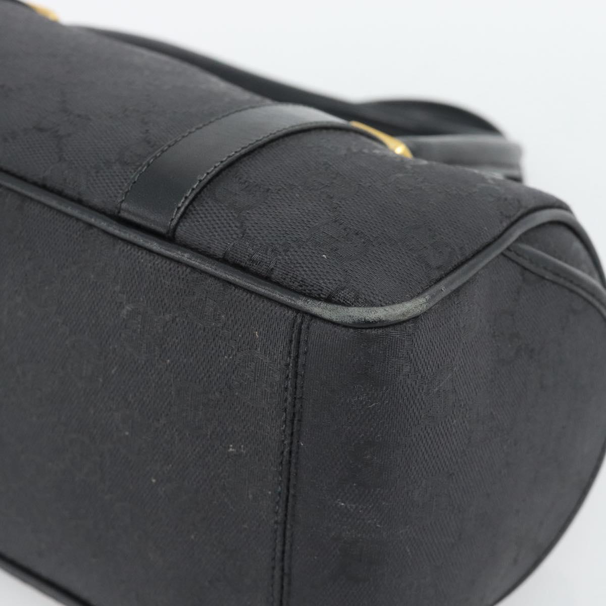 GUCCI GG Canvas Hand Bag Black Gold Tone Auth ep15335