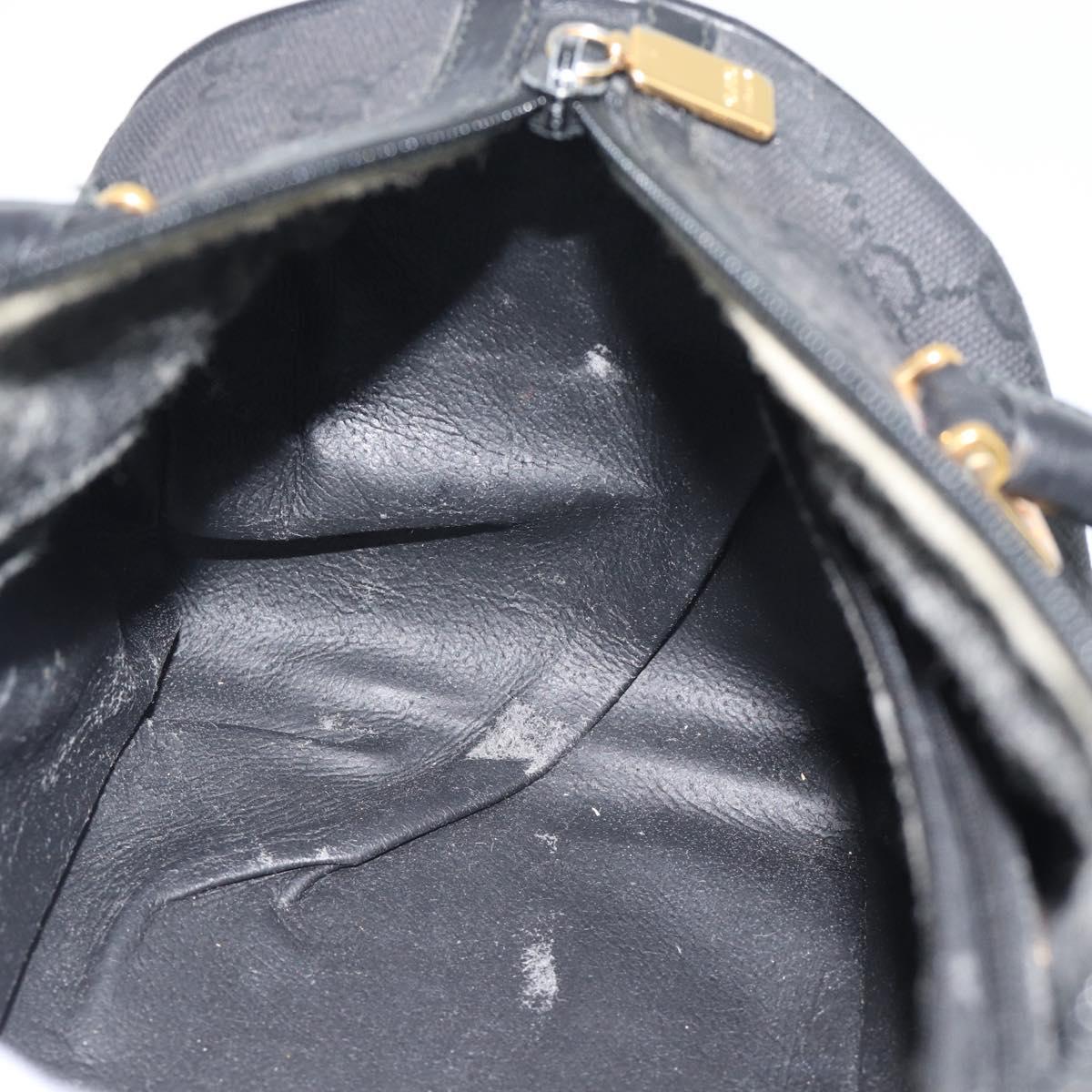 GUCCI GG Canvas Hand Bag Black Gold Tone Auth ep15335