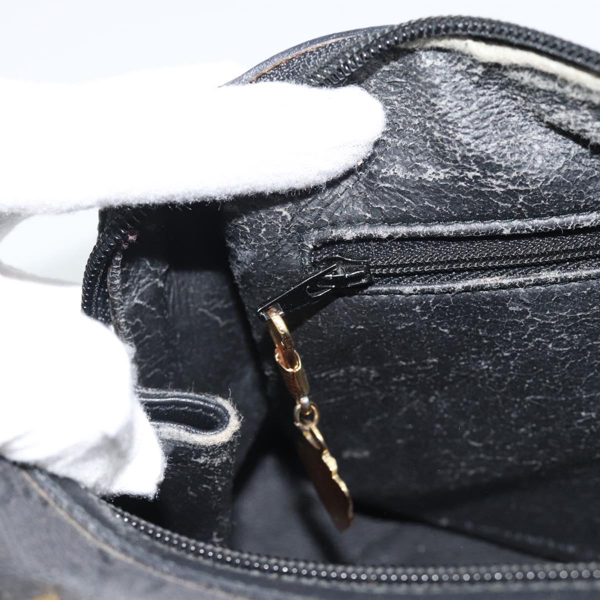 GUCCI GG Canvas Hand Bag Black Gold Tone Auth ep15335
