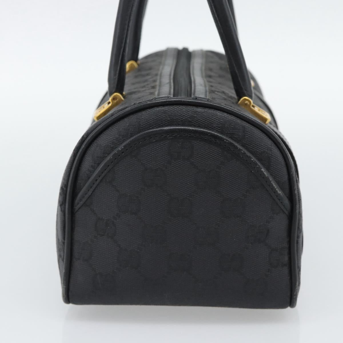 GUCCI GG Canvas Hand Bag Black Gold Tone Auth ep15335