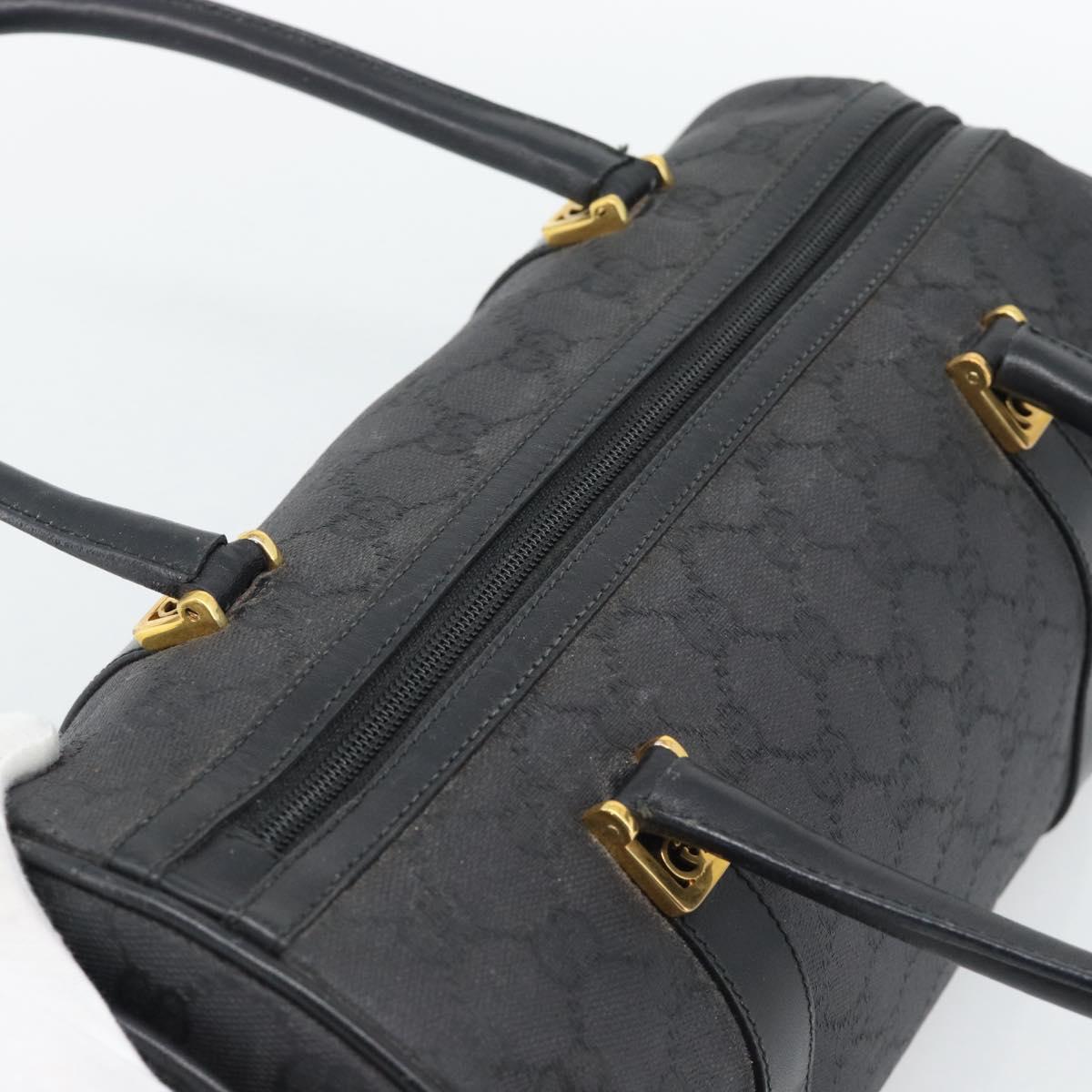GUCCI GG Canvas Hand Bag Black Gold Tone Auth ep15335