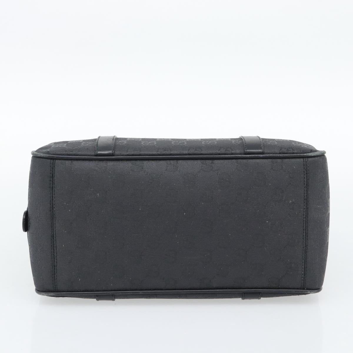 GUCCI GG Canvas Hand Bag Black Gold Tone Auth ep15335