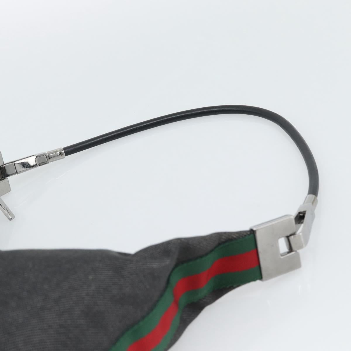 GUCCI Shoulder Bag Canvas Black Silver 01233 Auth ep15337