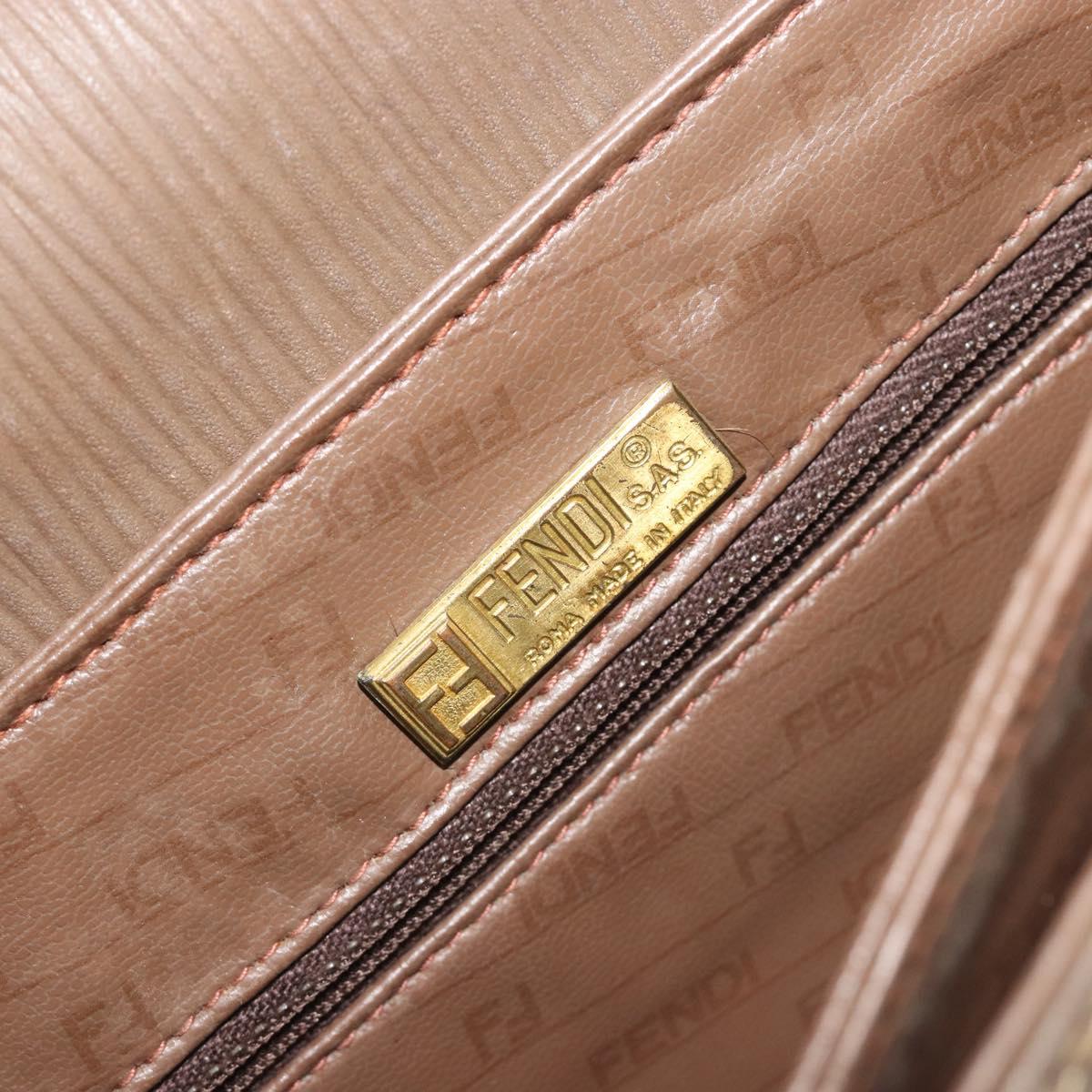 FENDI Zucchino Shoulder Bag PVC Leather Brown Auth ep15338