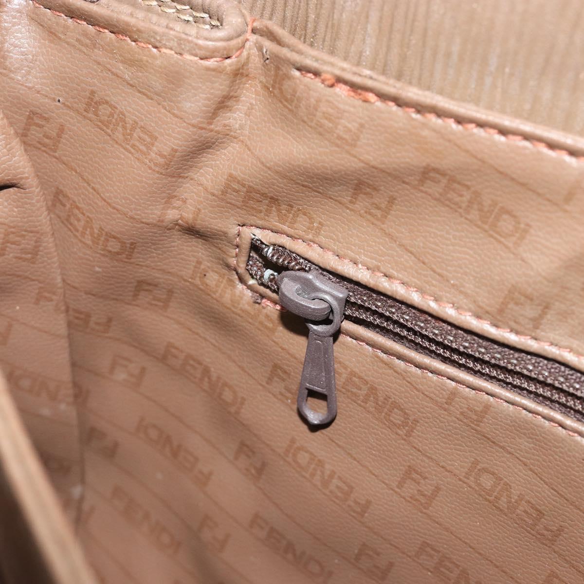 FENDI Zucchino Shoulder Bag PVC Leather Brown Auth ep15338