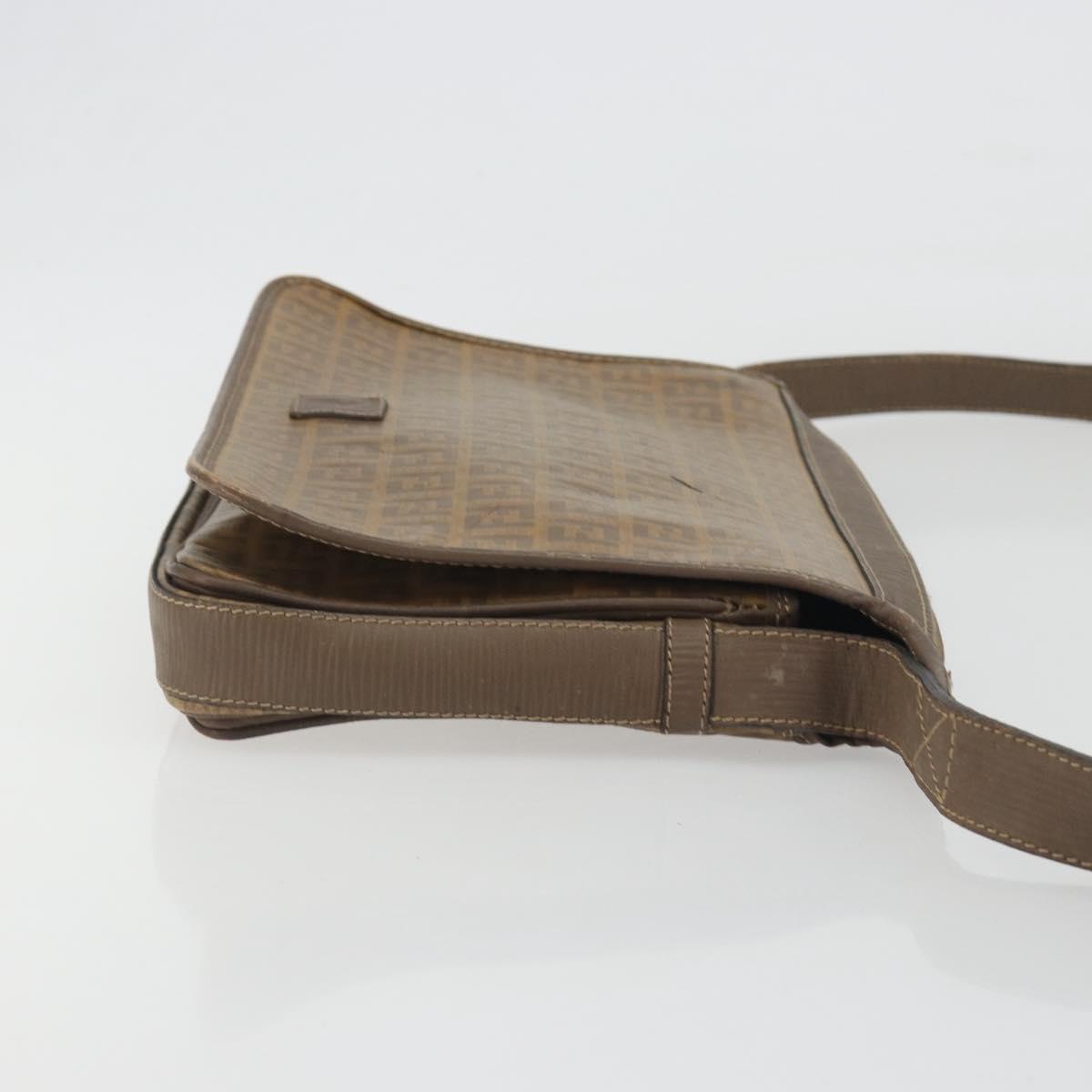 FENDI Zucchino Shoulder Bag PVC Leather Brown Auth ep15338