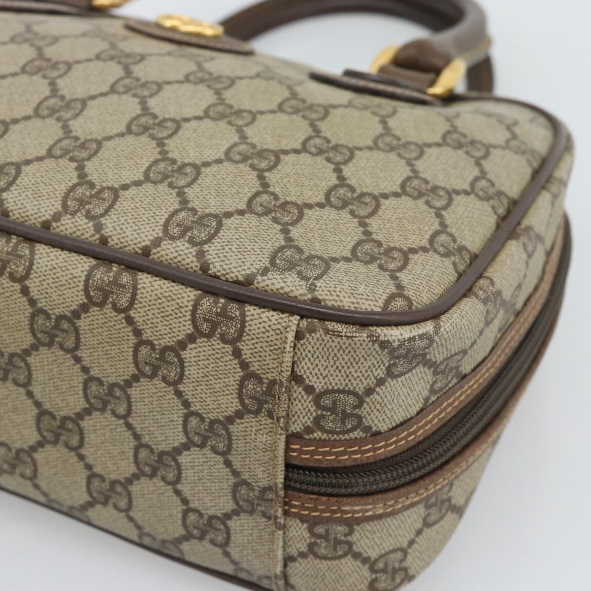 GUCCI GG Supreme Hand Bag PVC Leather Beige Gold Tone Auth ep15341