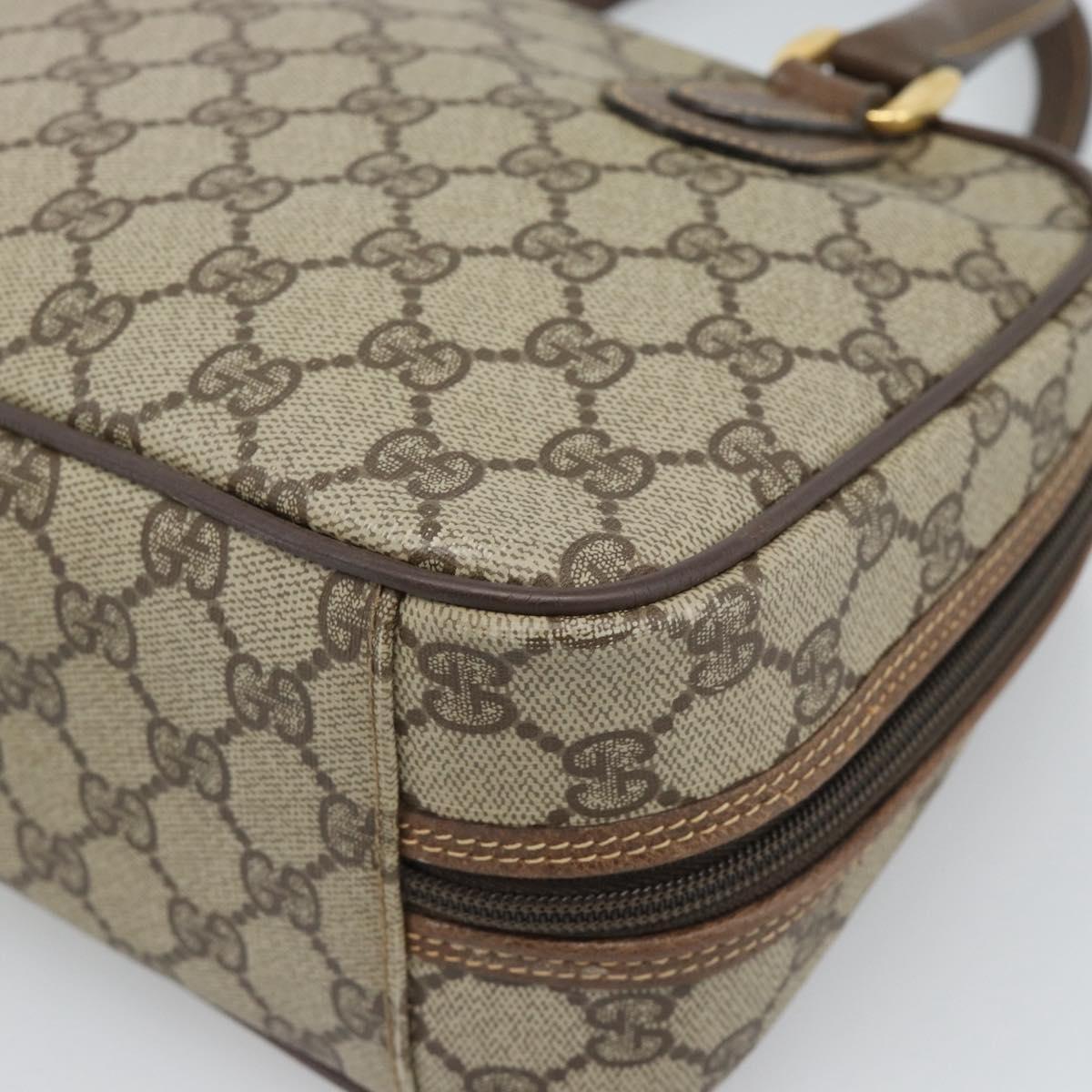GUCCI GG Supreme Hand Bag PVC Leather Beige Gold Tone Auth ep15341