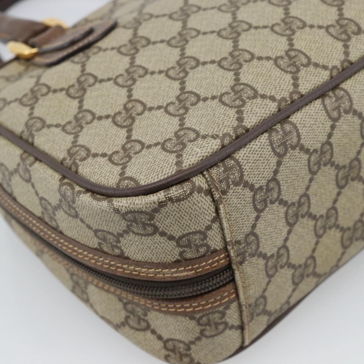 GUCCI GG Supreme Hand Bag PVC Leather Beige Gold Tone Auth ep15341
