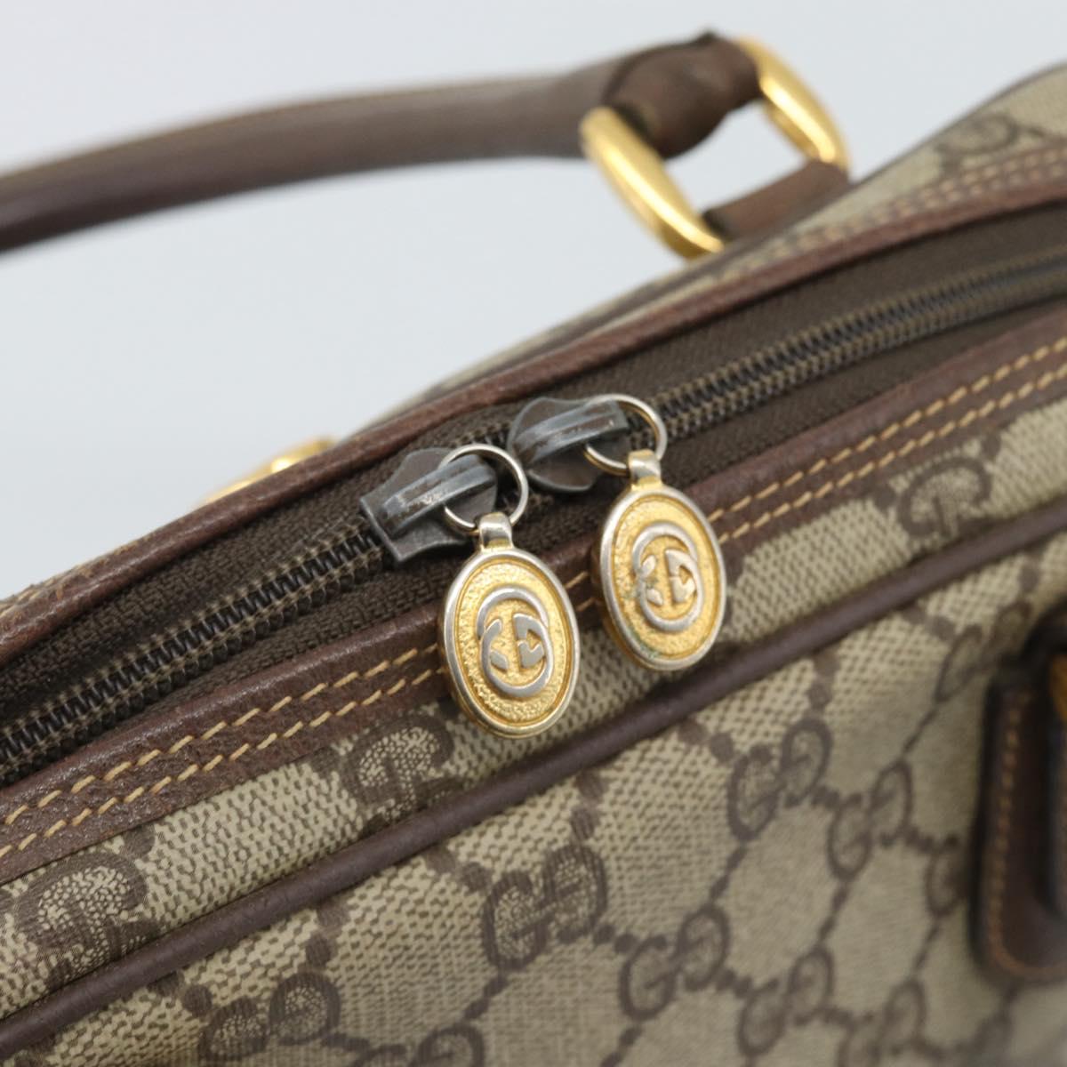 GUCCI GG Supreme Hand Bag PVC Leather Beige Gold Tone Auth ep15341