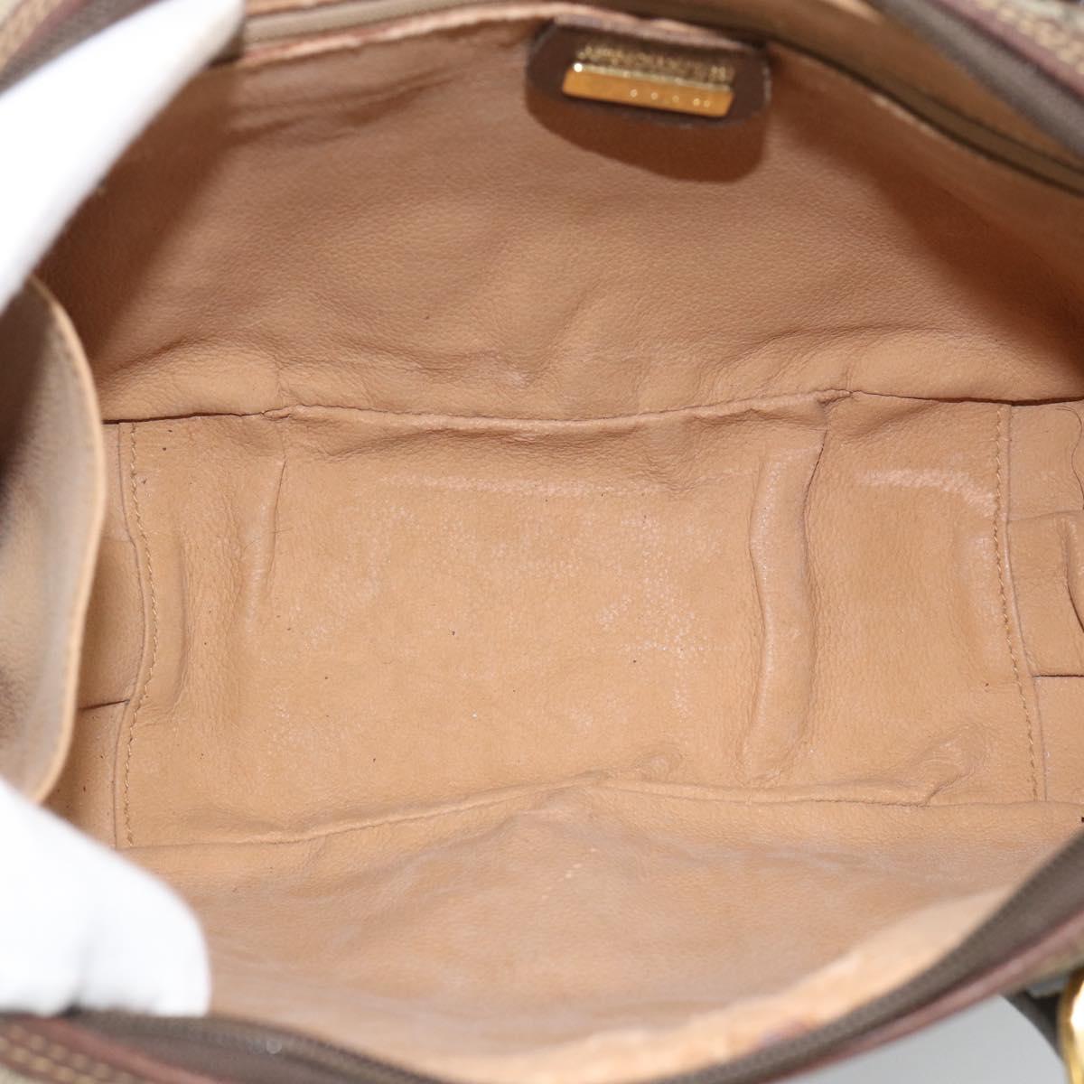 GUCCI GG Supreme Hand Bag PVC Leather Beige Gold Tone Auth ep15341