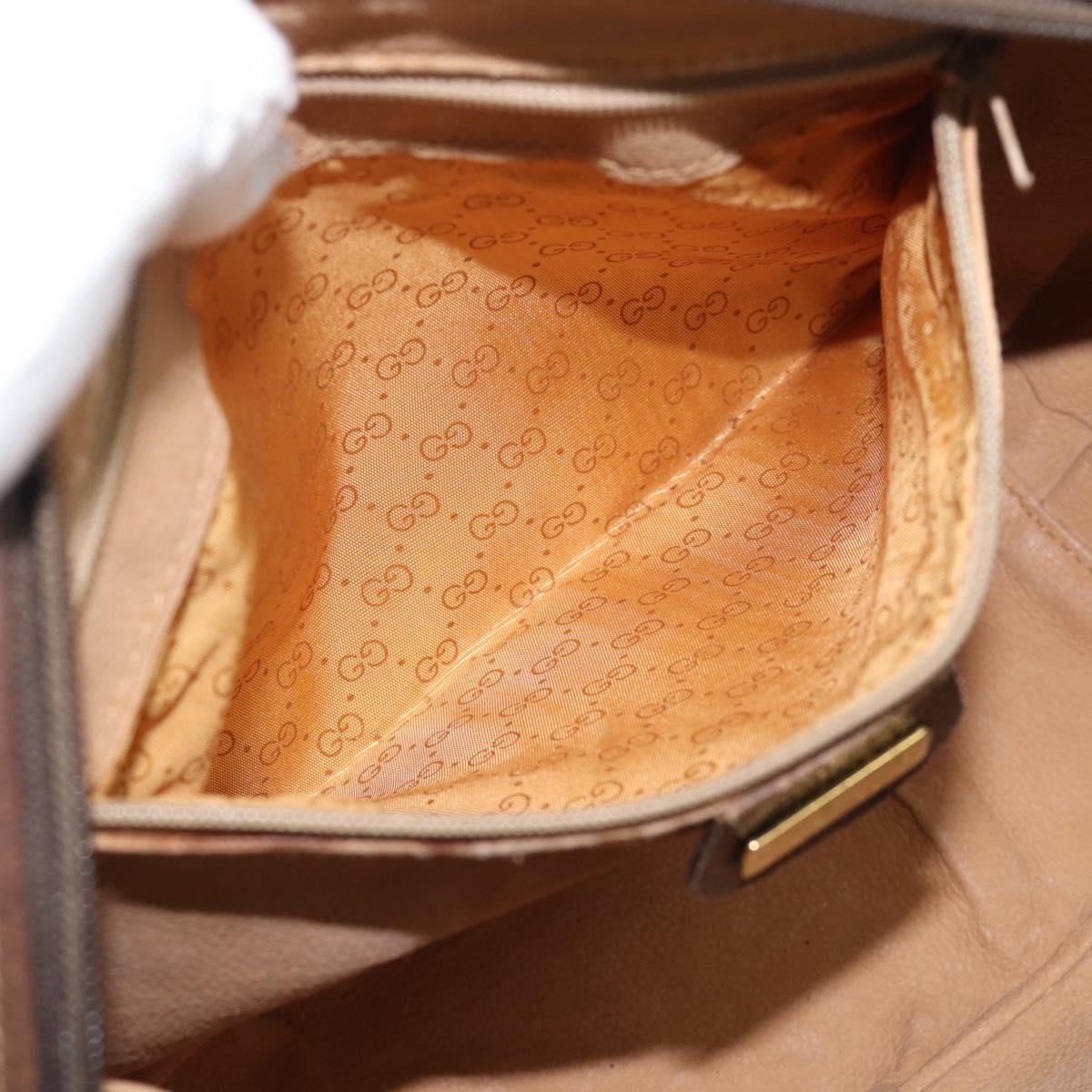 GUCCI GG Supreme Hand Bag PVC Leather Beige Gold Tone Auth ep15341