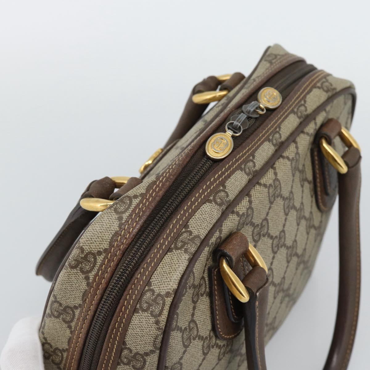GUCCI GG Supreme Hand Bag PVC Leather Beige Gold Tone Auth ep15341
