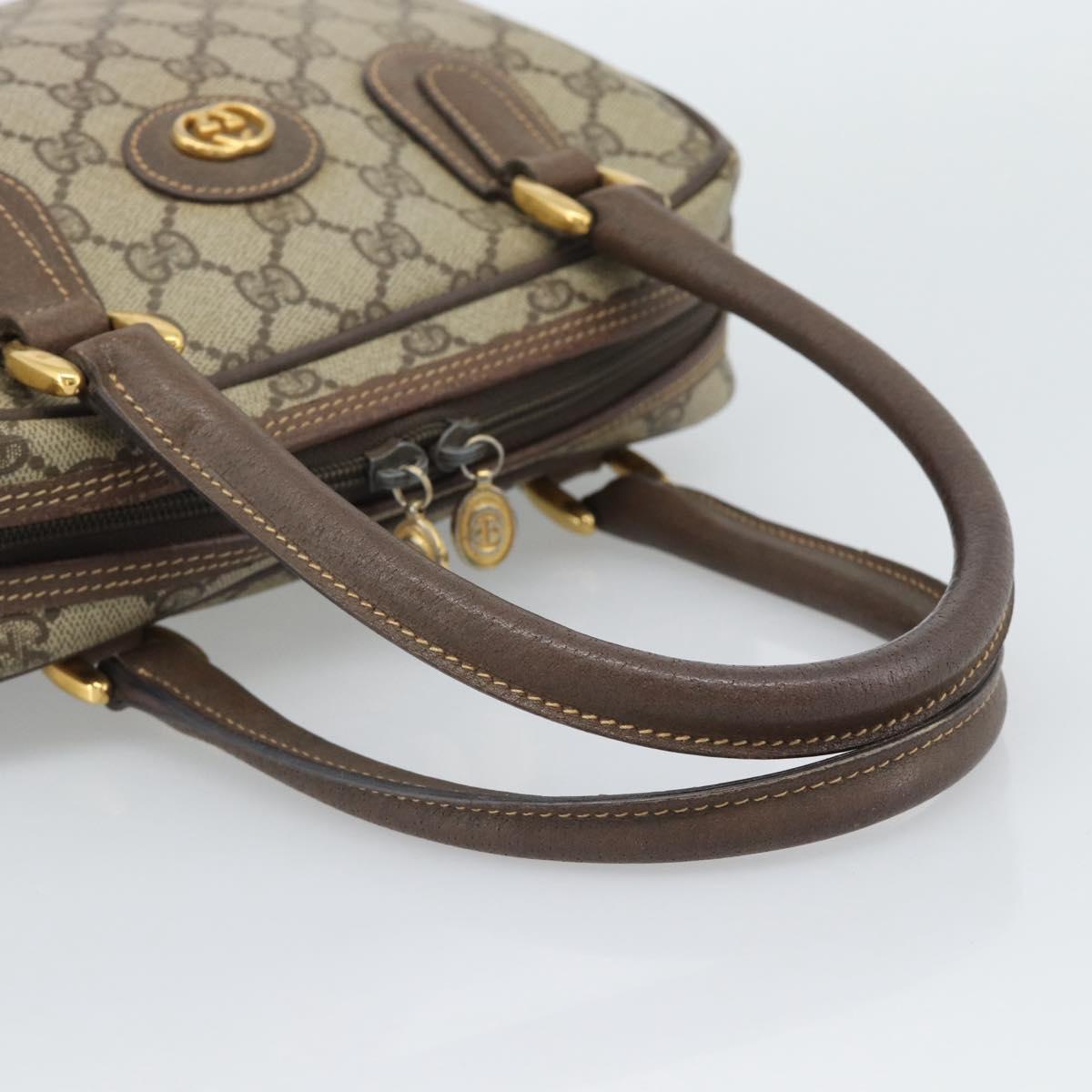 GUCCI GG Supreme Hand Bag PVC Leather Beige Gold Tone Auth ep15341