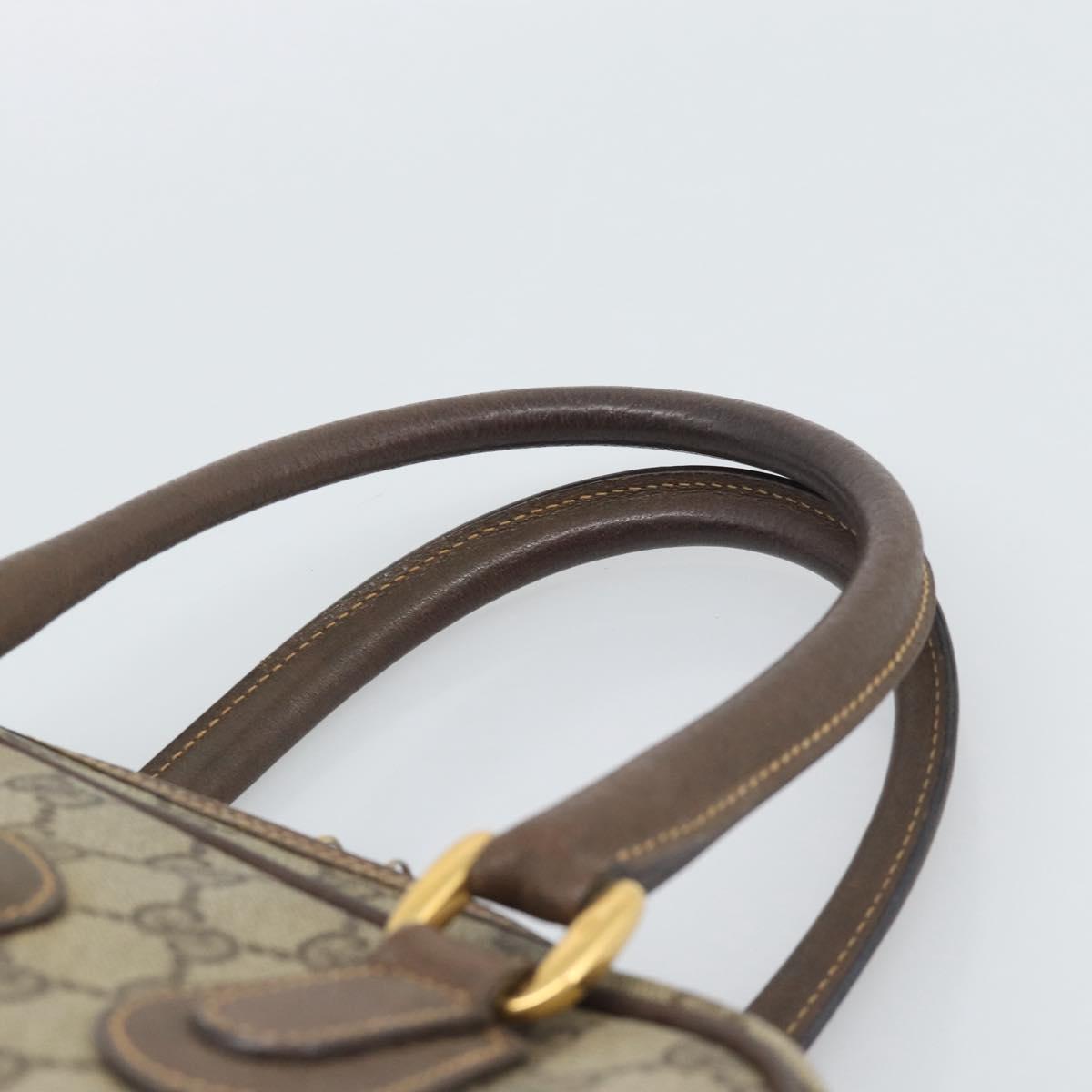 GUCCI GG Supreme Hand Bag PVC Leather Beige Gold Tone Auth ep15341