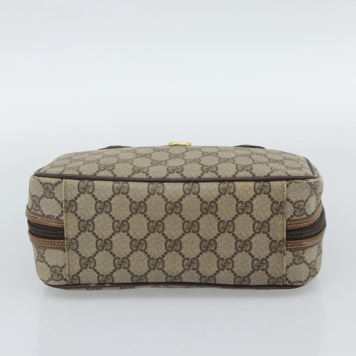 GUCCI GG Supreme Hand Bag PVC Leather Beige Gold Tone Auth ep15341