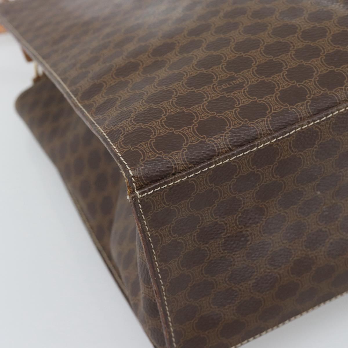 CELINE Macadam Tote Bag PVC Leather Brown Gold Tone Auth ep15343