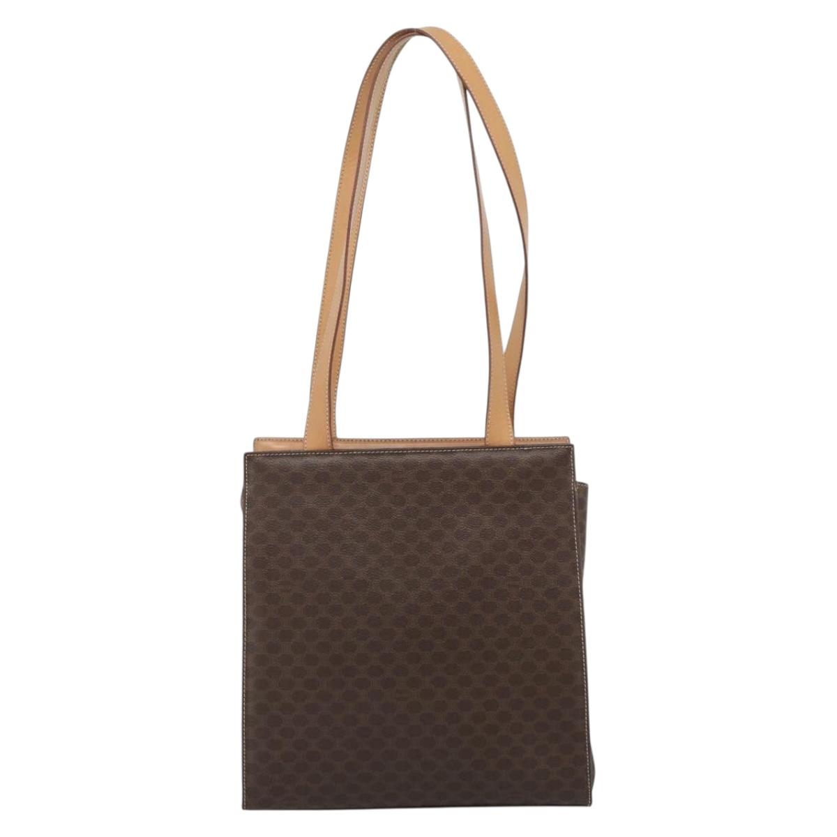 CELINE Macadam Tote Bag PVC Leather Brown Gold Tone Auth ep15343