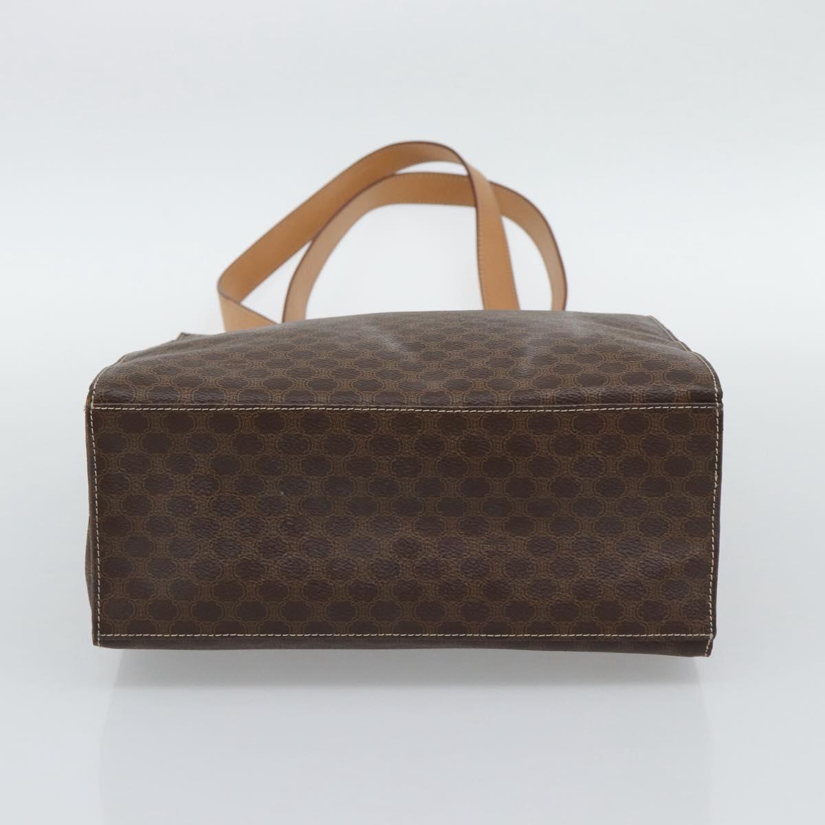 CELINE Macadam Tote Bag PVC Leather Brown Gold Tone Auth ep15343