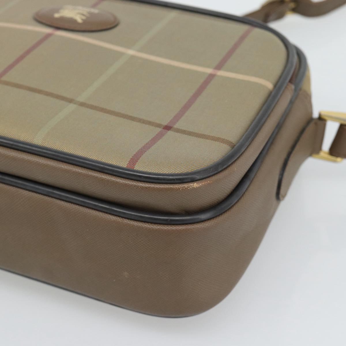 Burberrys Nova Check Shoulder Bag Canvas Beige Gold Tone Auth ep15344