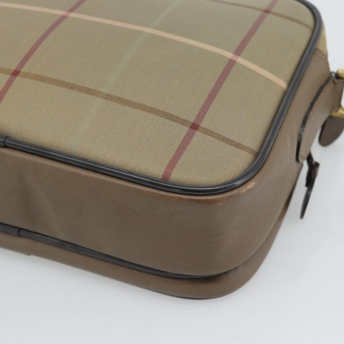 Burberrys Nova Check Shoulder Bag Canvas Beige Gold Tone Auth ep15344