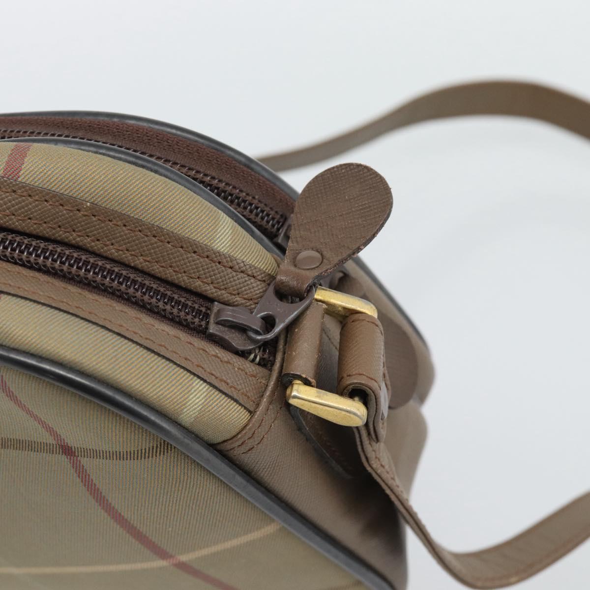 Burberrys Nova Check Shoulder Bag Canvas Beige Gold Tone Auth ep15344
