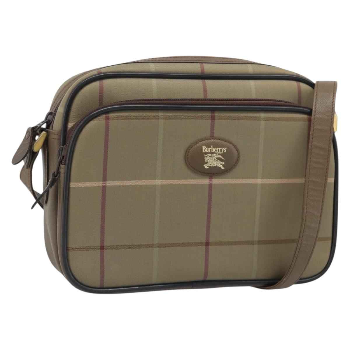 Burberrys Nova Check Shoulder Bag Canvas Beige Gold Tone Auth ep15344