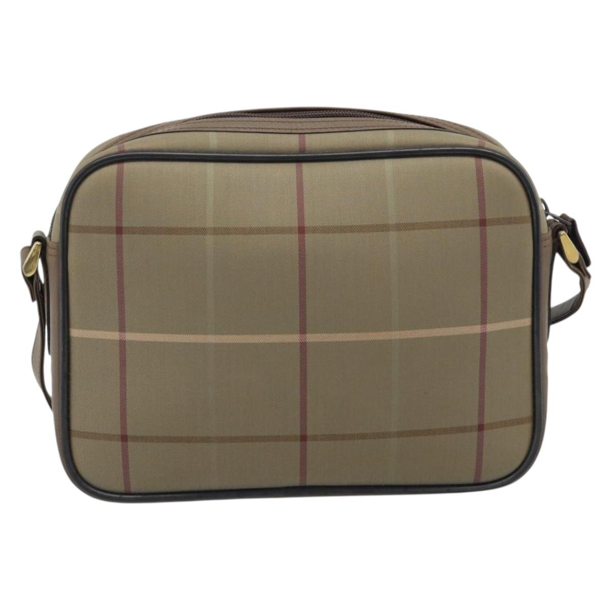 Burberrys Nova Check Shoulder Bag Canvas Beige Gold Tone Auth ep15344
