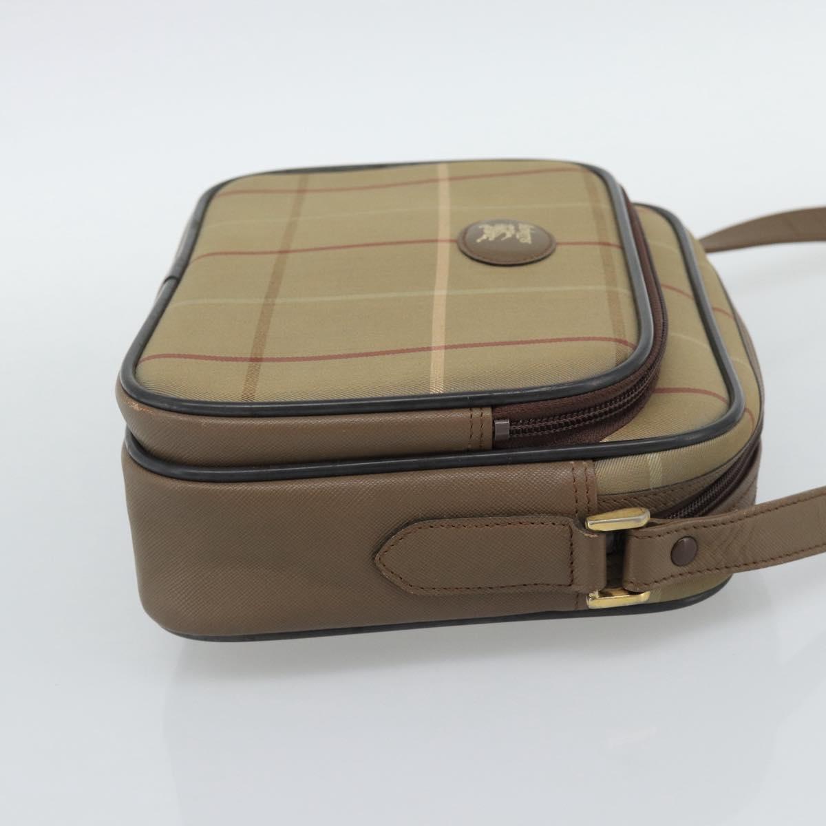 Burberrys Nova Check Shoulder Bag Canvas Beige Gold Tone Auth ep15344