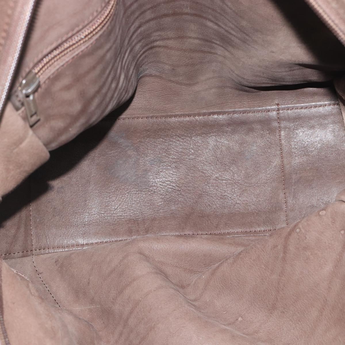 LOEWE Hand Bag Suede Brown Gold Tone Auth ep15349
