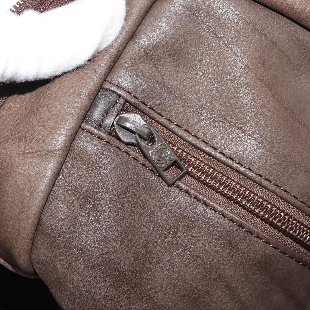 LOEWE Hand Bag Suede Brown Gold Tone Auth ep15349