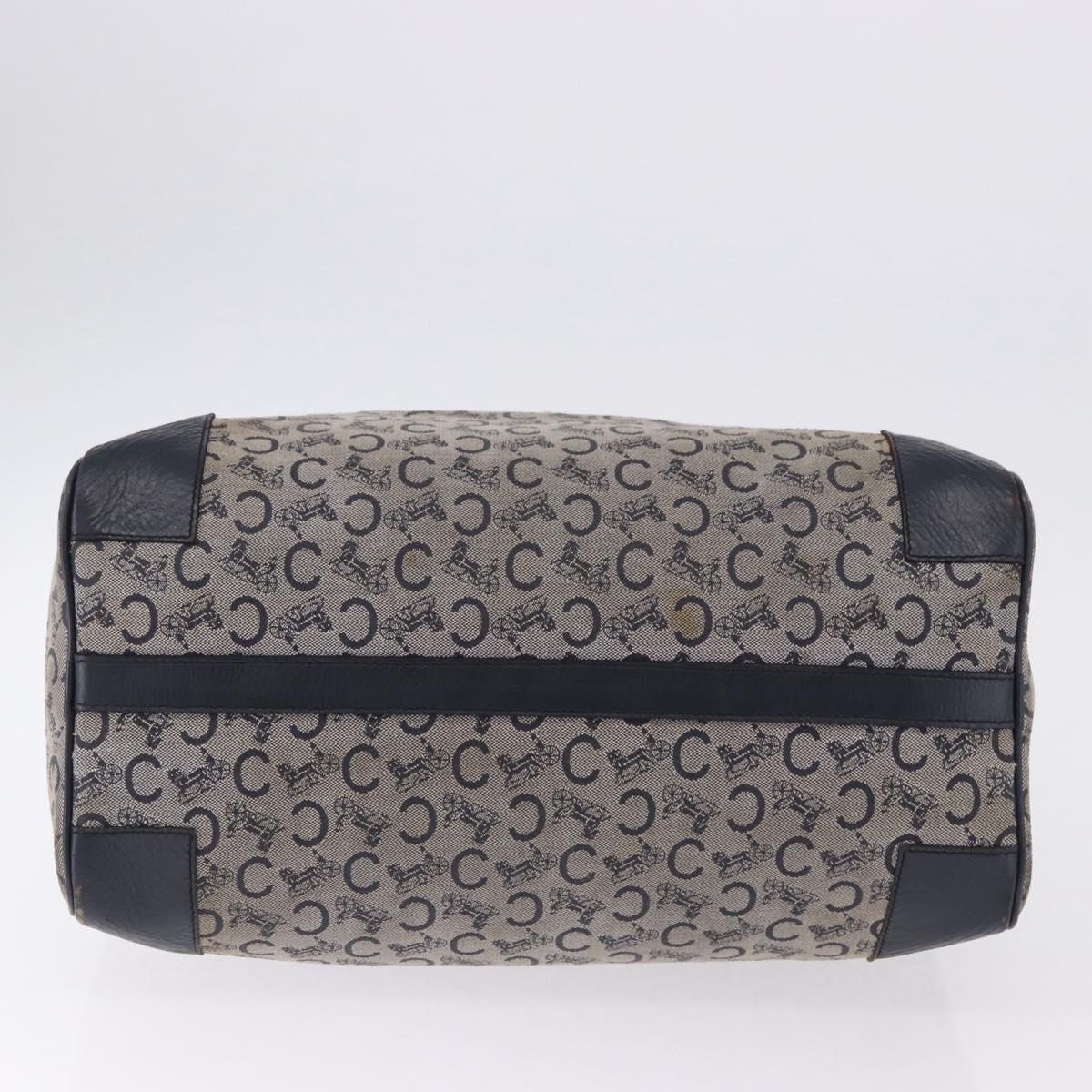 CELINE C Sulky Boston Bag Canvas Navy Gold Tone Auth ep15354