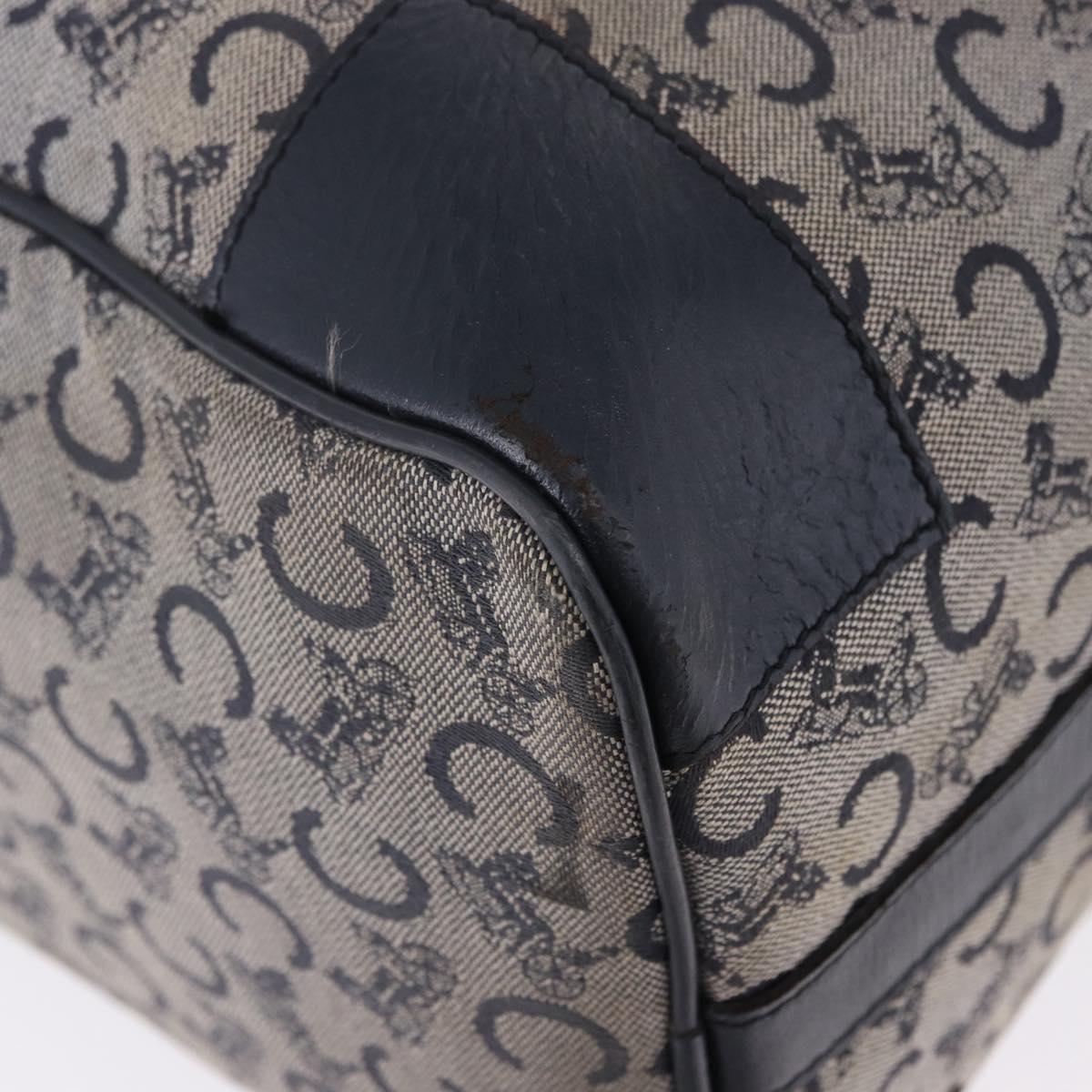 CELINE C Sulky Boston Bag Canvas Navy Gold Tone Auth ep15354