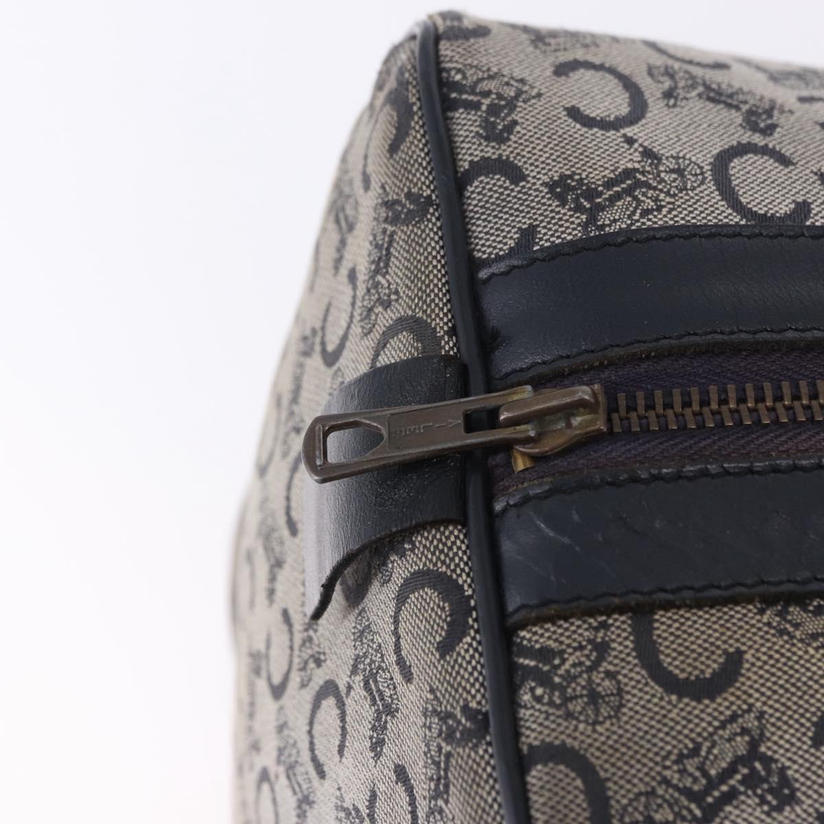 CELINE C Sulky Boston Bag Canvas Navy Gold Tone Auth ep15354