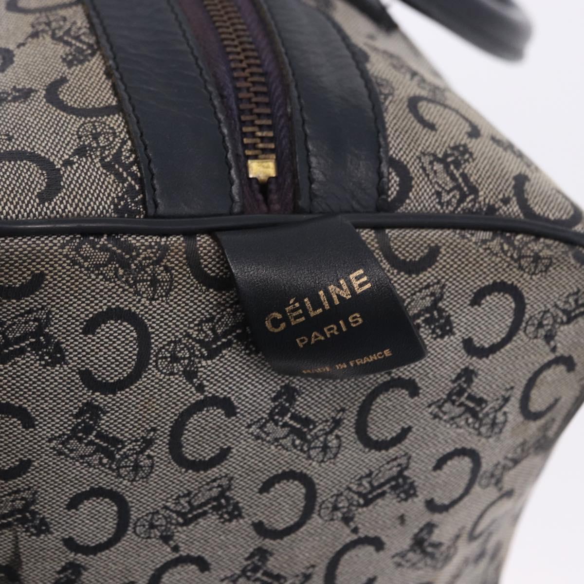 CELINE C Sulky Boston Bag Canvas Navy Gold Tone Auth ep15354