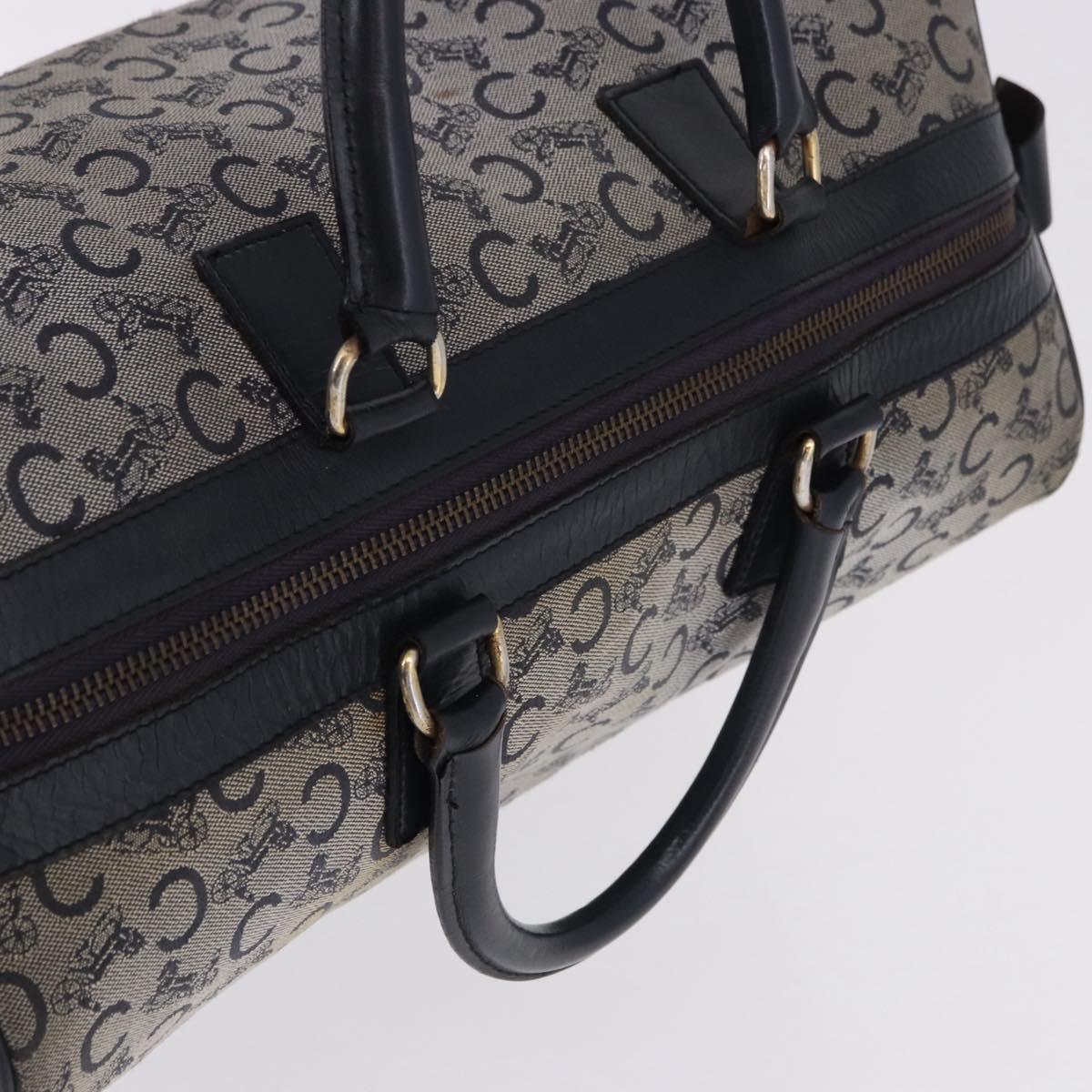 CELINE C Sulky Boston Bag Canvas Navy Gold Tone Auth ep15354