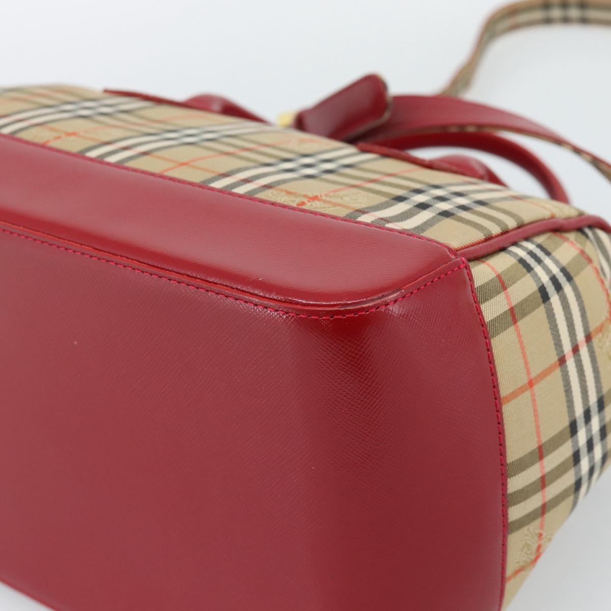 BURBERRY Nova Check Hand Bag Canvas 2way Beige Red Auth ep15355A